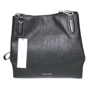 Calvin Klein Elaine Tote In Black Faux Leather NWT